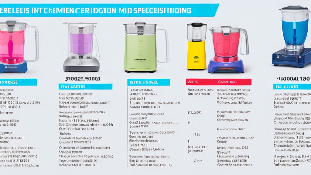 Részletes összehasonlító táblázat három turmixgép kategória specifikációival és teljesítmény értékelésekkel